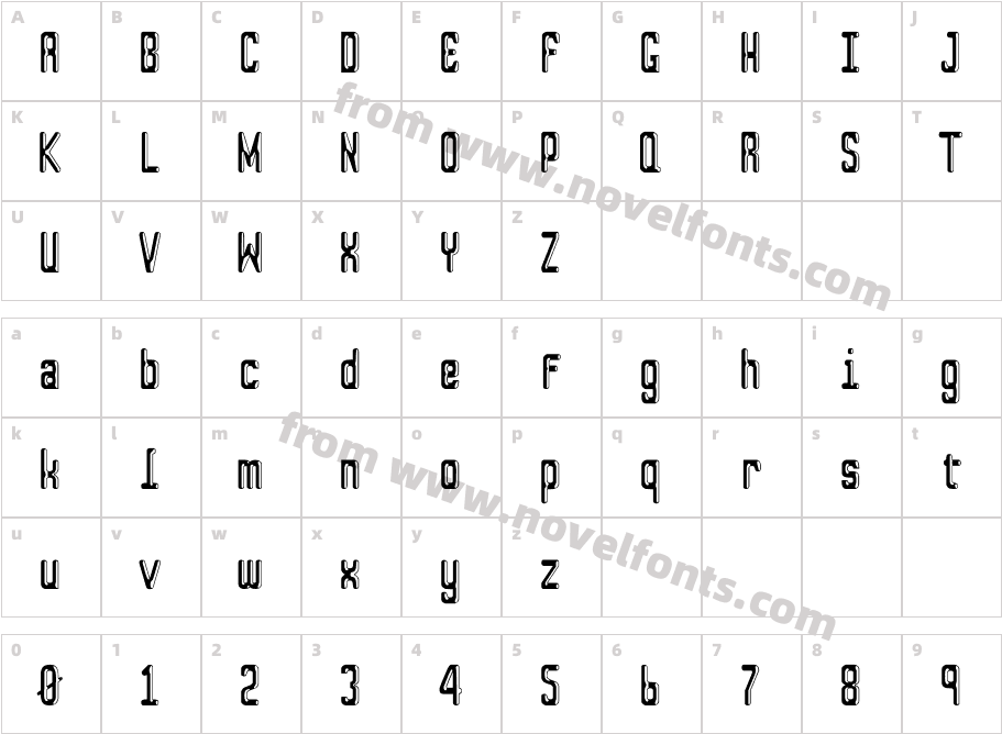 Square Shooter Mono ' Shaded'Character Map