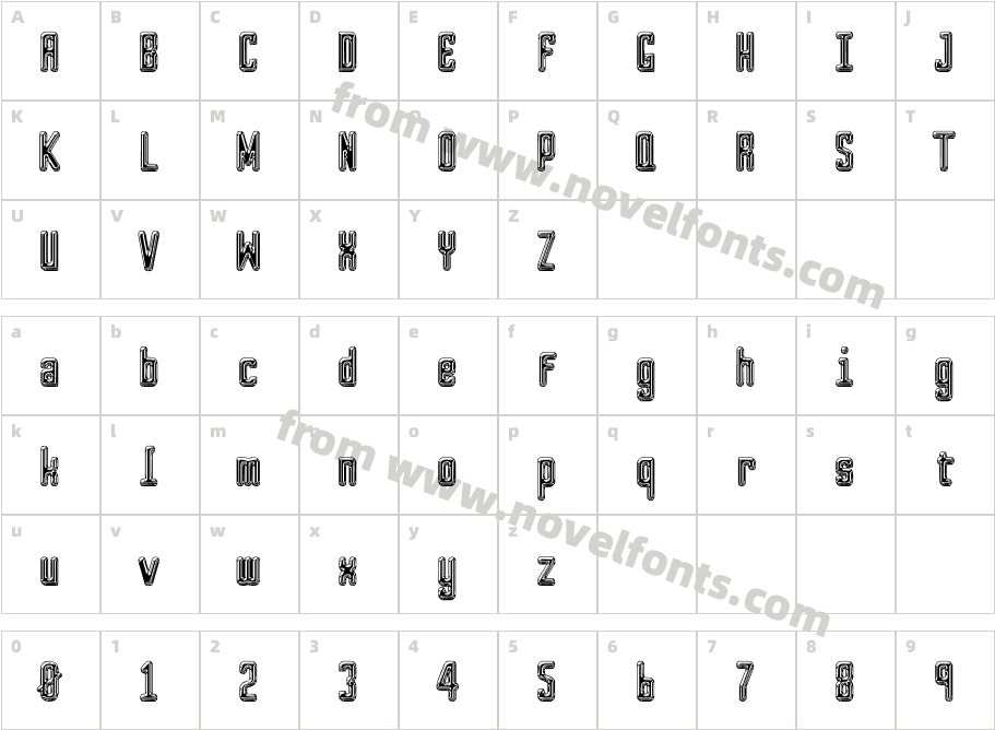 Square Shooter Mono ' Waxed'Character Map