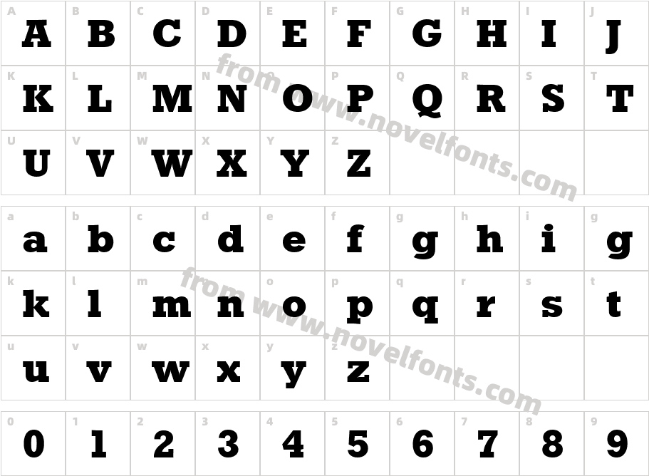 Stafford Serial Extra Bold RegularCharacter Map