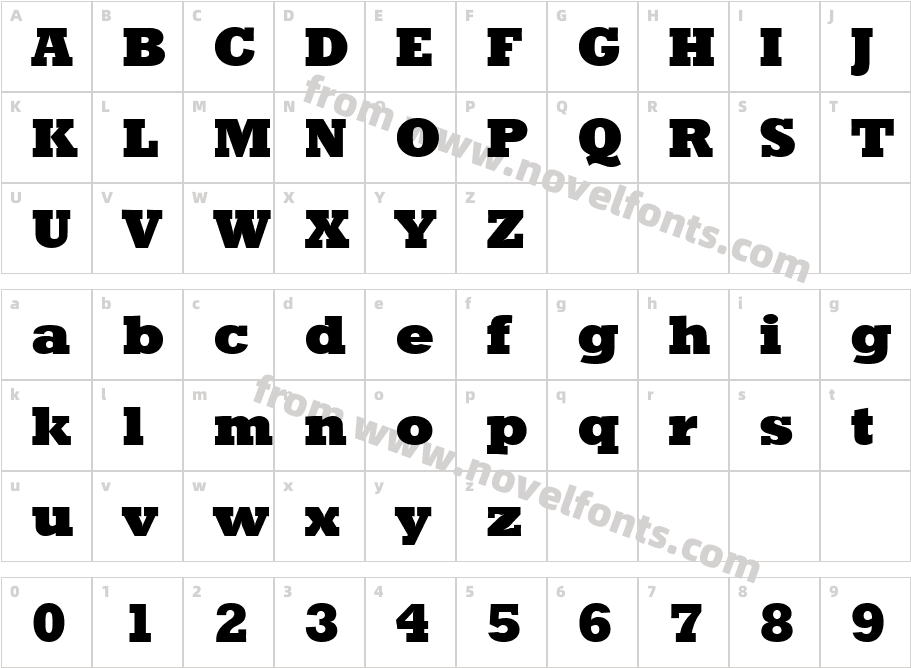 Stafford Serial Heavy RegularCharacter Map