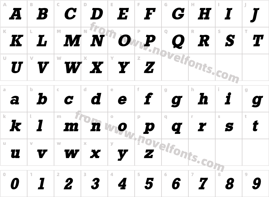 StaffordLH Heavy Bold ItalicCharacter Map