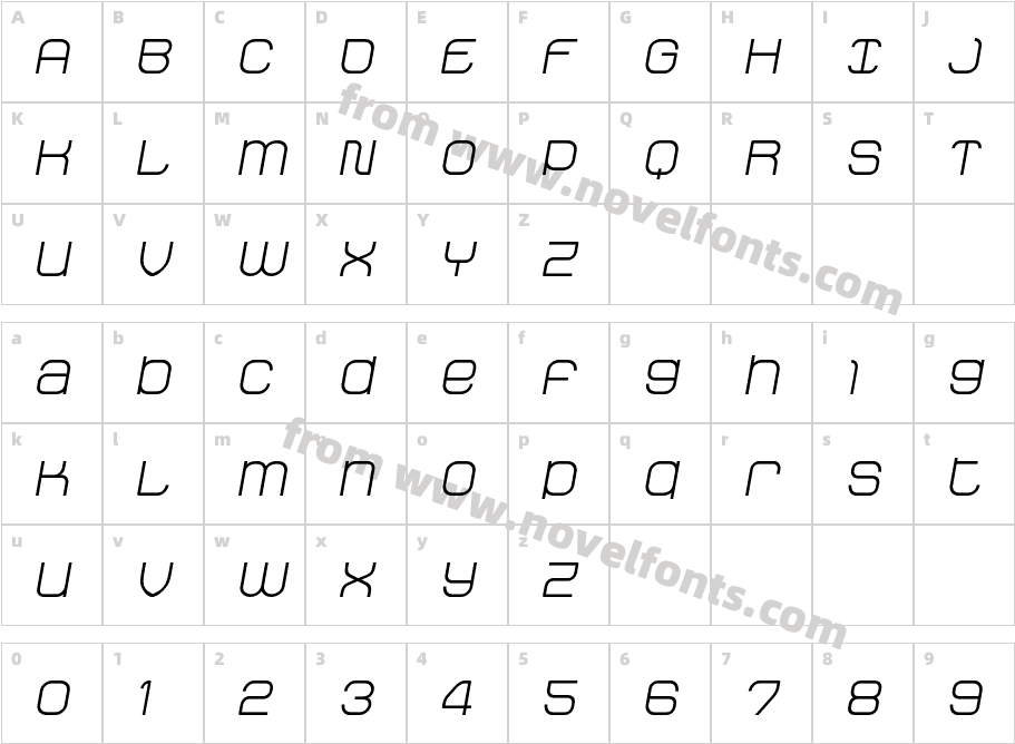 Stak Regular ObliqueCharacter Map