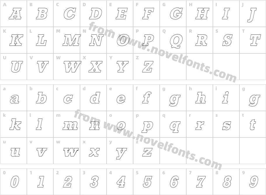 Stamford Outline SF ItalicCharacter Map