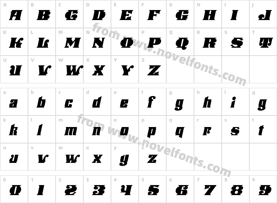 Stampede ItalicCharacter Map