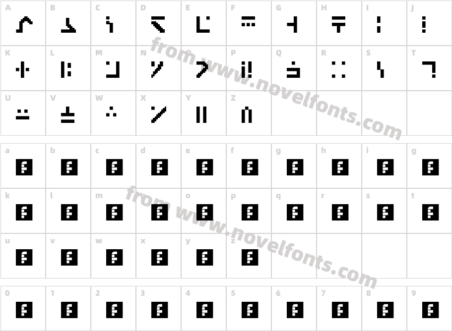 Standard Galactic Alphabet RegularCharacter Map