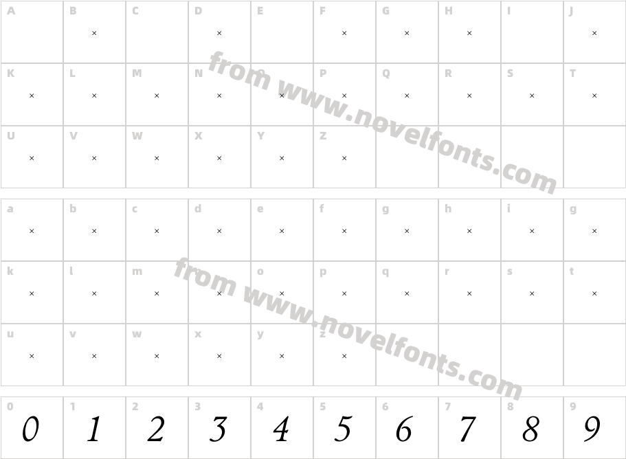 Stanhope Light Italic TabCharacter Map