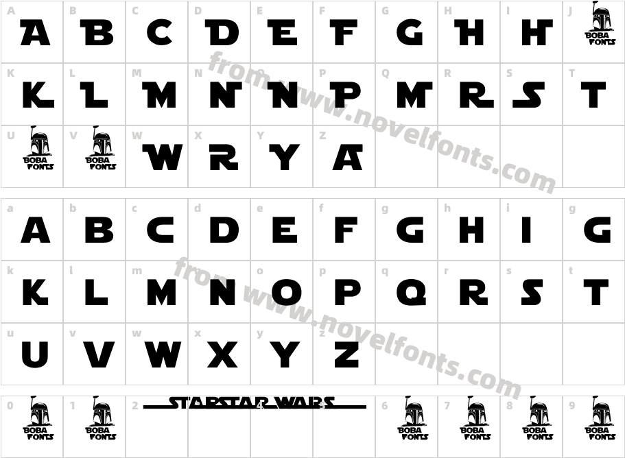 Star Jedi Logo Double Line1Character Map