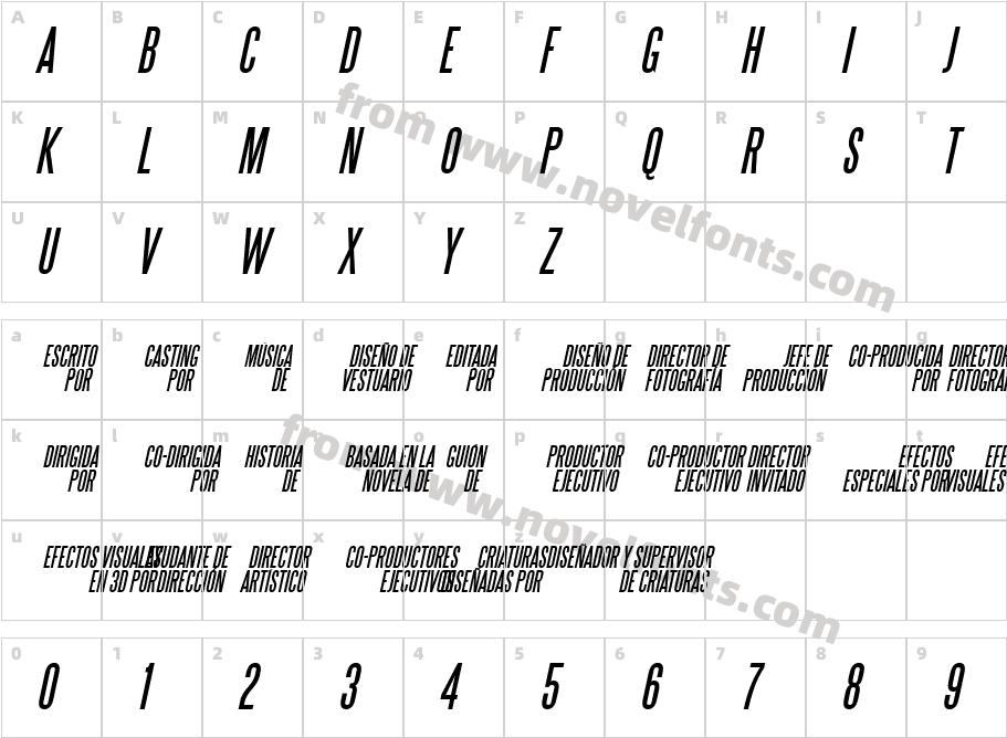 Steel Tongs Esp ItalicCharacter Map