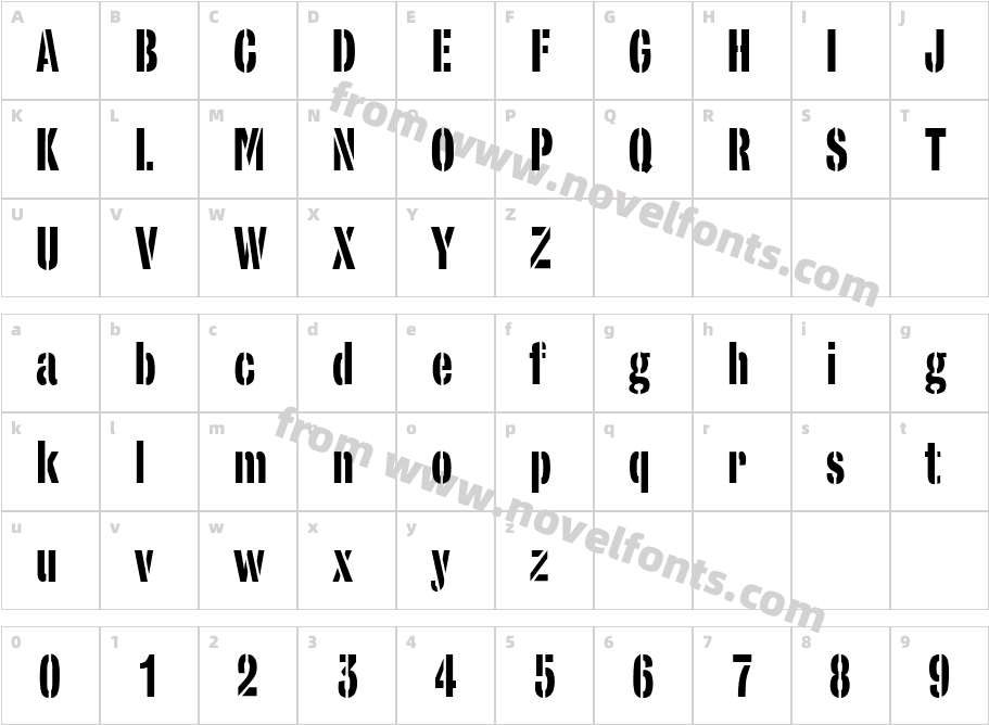 Stencil Sans Condensed RegularCharacter Map