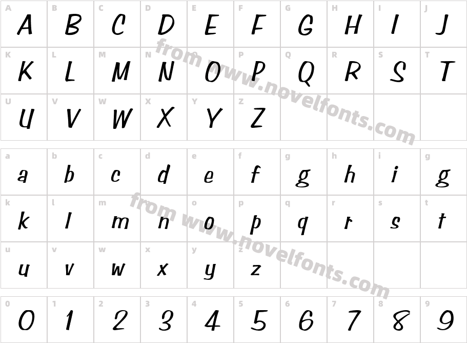 Stimpson ObliqueSWFTECharacter Map