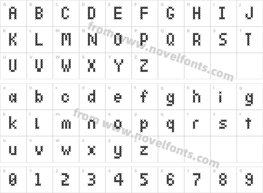 Stitch Cross RegularCharacter Map