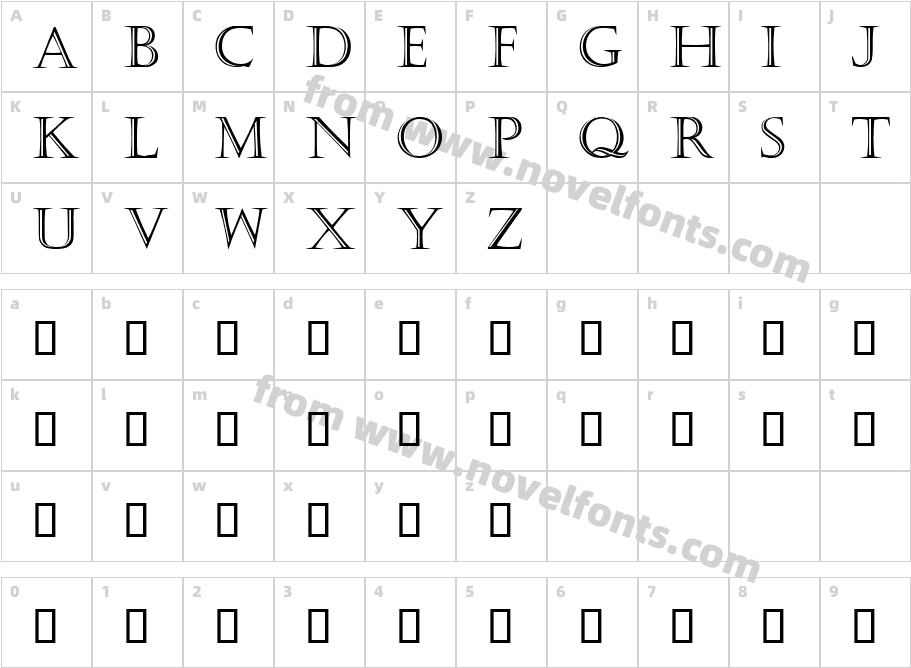 Stonecut Caps OutlineCharacter Map