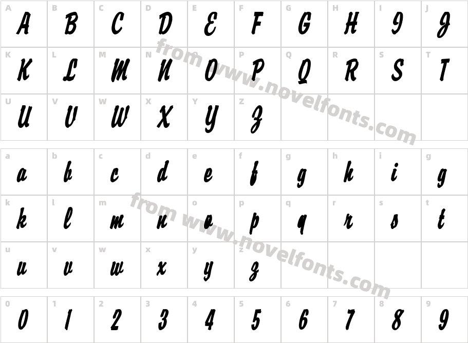 Brisk BoldItalicCharacter Map