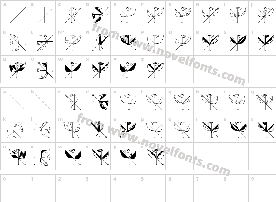 Stroke To BirdsCharacter Map