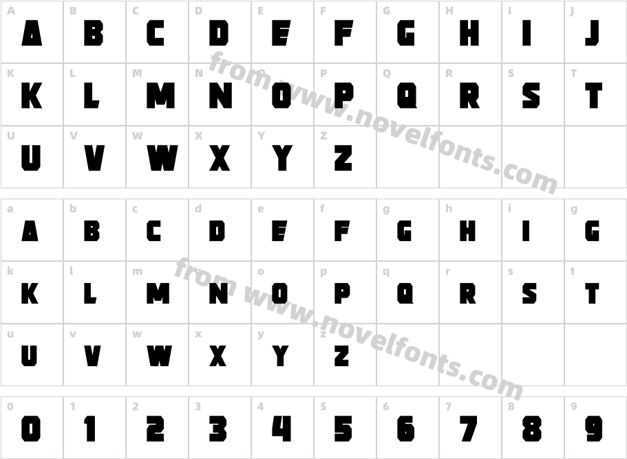 Strongarm BoldCharacter Map