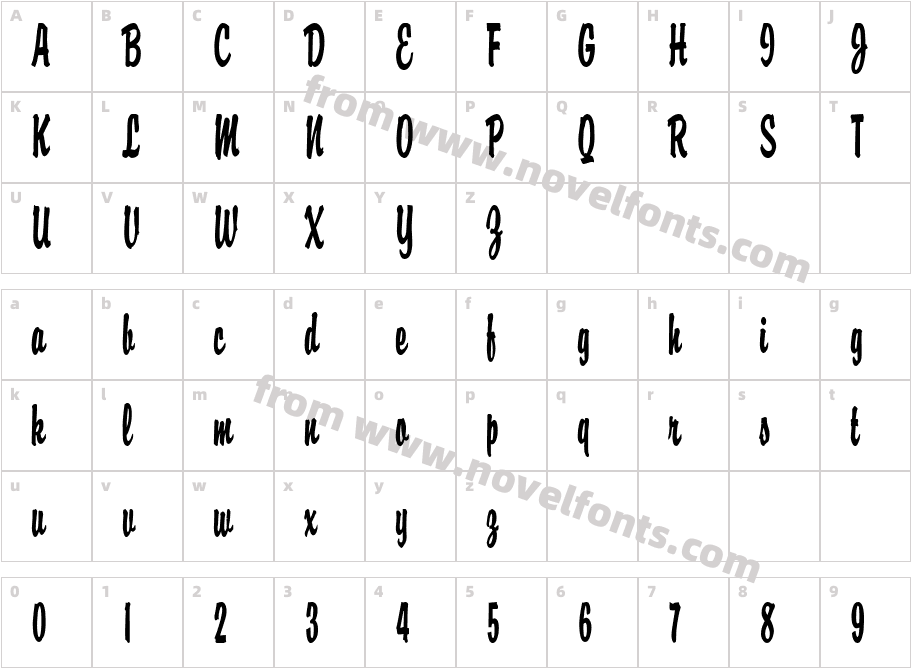 Brisk Thin BoldCharacter Map