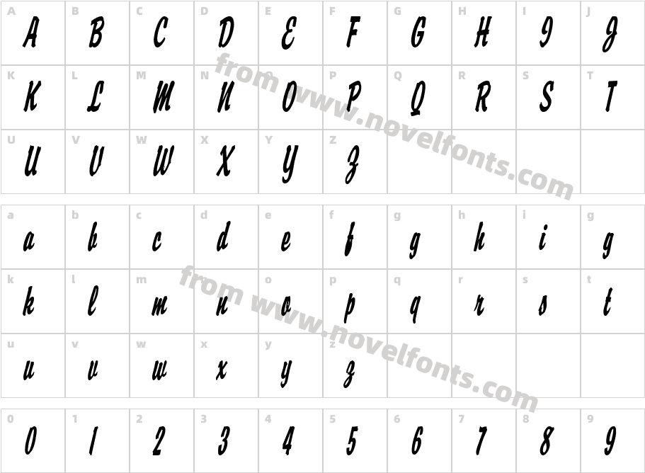 Brisk Thin BoldItalicCharacter Map