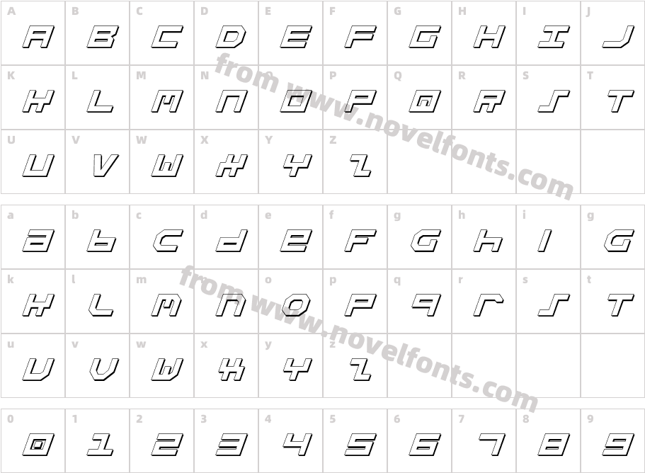 Stuntman Shadow ItalicCharacter Map