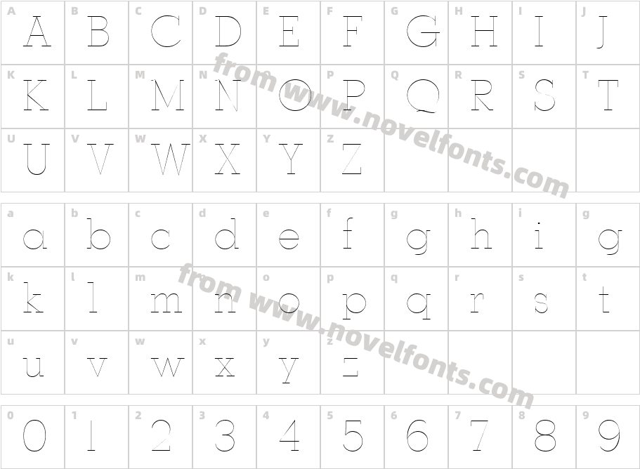 Stymie Hairline RegularCharacter Map