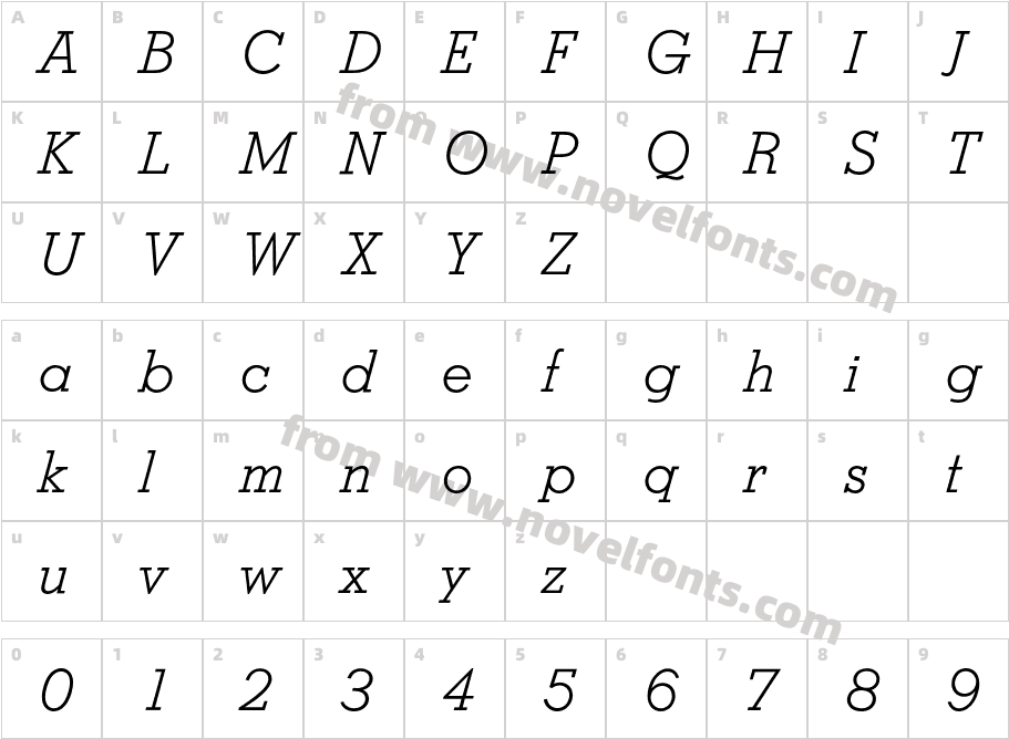 StymieBQ Light ItalicCharacter Map