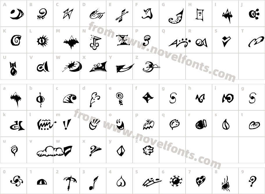 Su Real Dingbats Volume OneCharacter Map