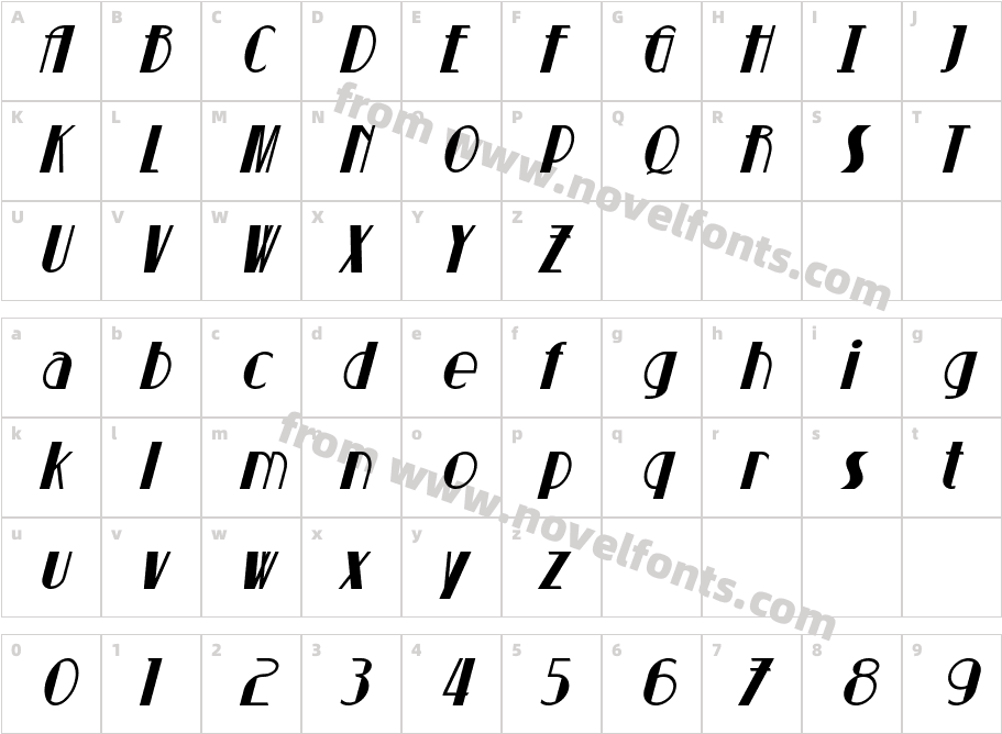 Suchet ItalicCharacter Map