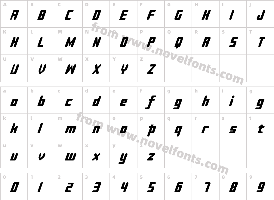 Sujeta Bold ItalicCharacter Map