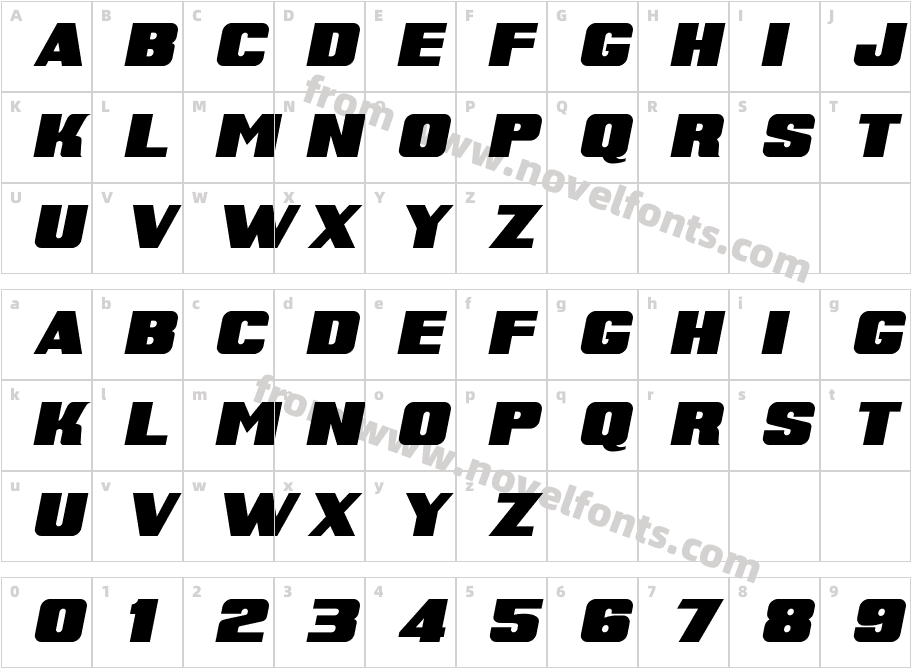 Super Retro M54 ItalicCharacter Map