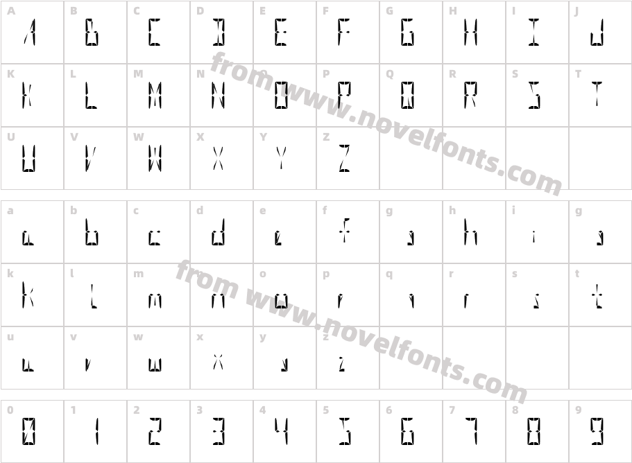 Supernova Display RegularCharacter Map