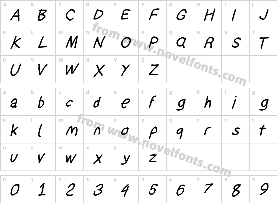 Suplex Driver Bold ObliqueCharacter Map