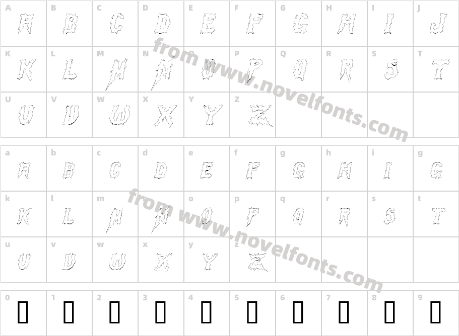 Swamp Terror Outline ItalicSWFTECharacter Map