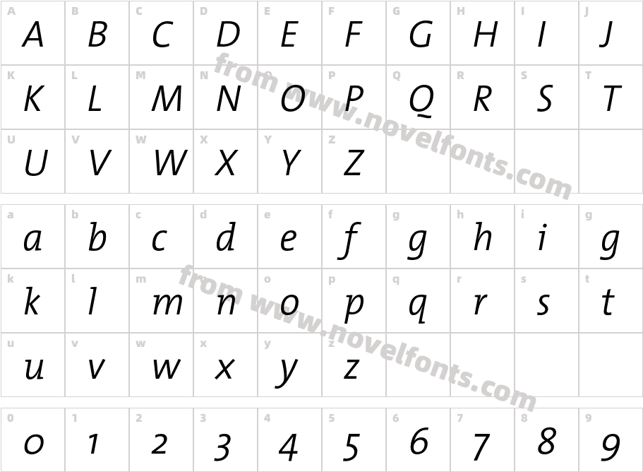 T Mix Semi Light ItalicCharacter Map