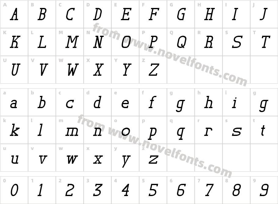 TL Serif ItalicCharacter Map