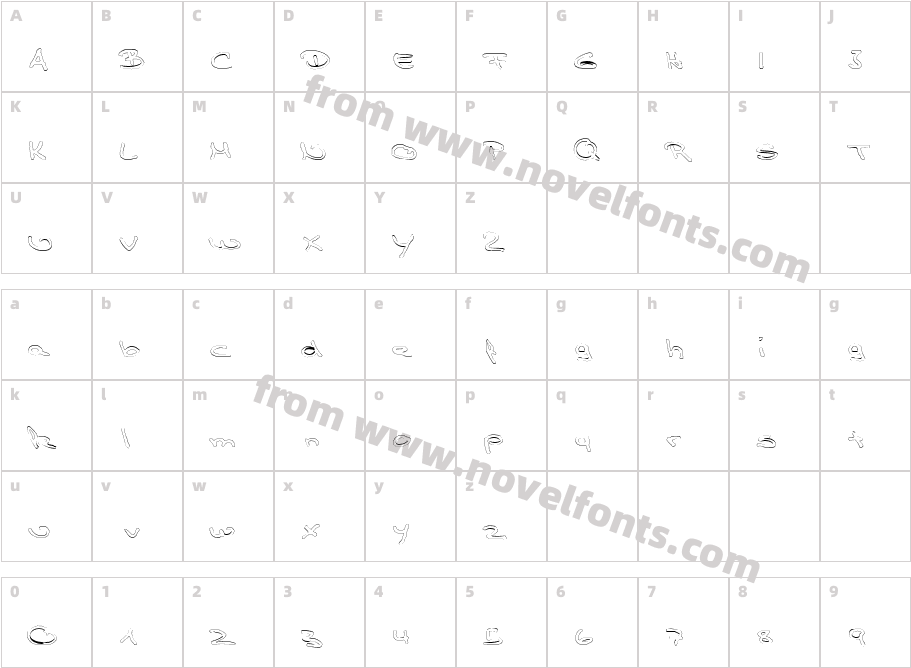 TPF Claudia OutlinedCharacter Map