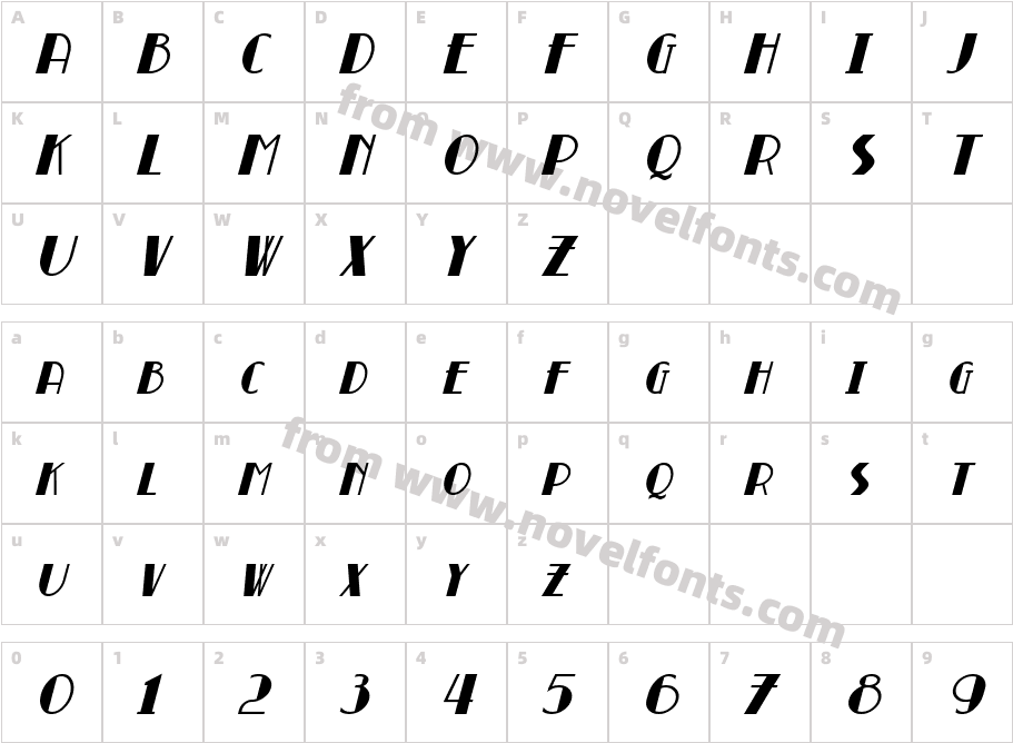 Broadmoor ItalicCharacter Map