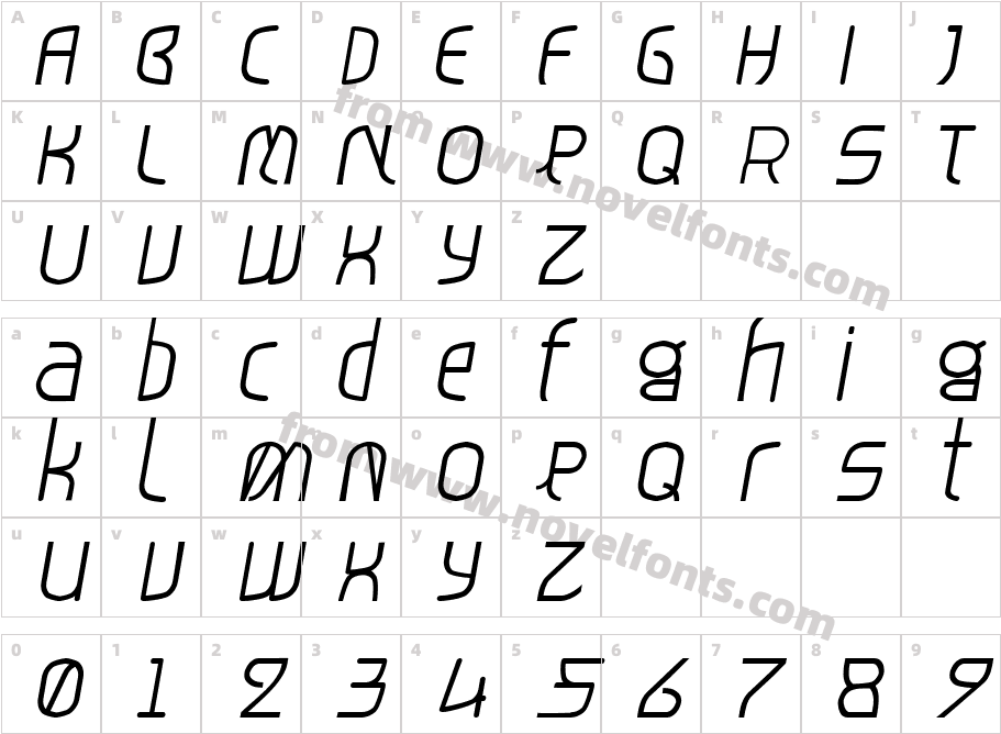 TT Medium ItalicCharacter Map