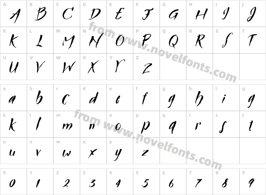 TXT Brush ScriptCharacter Map