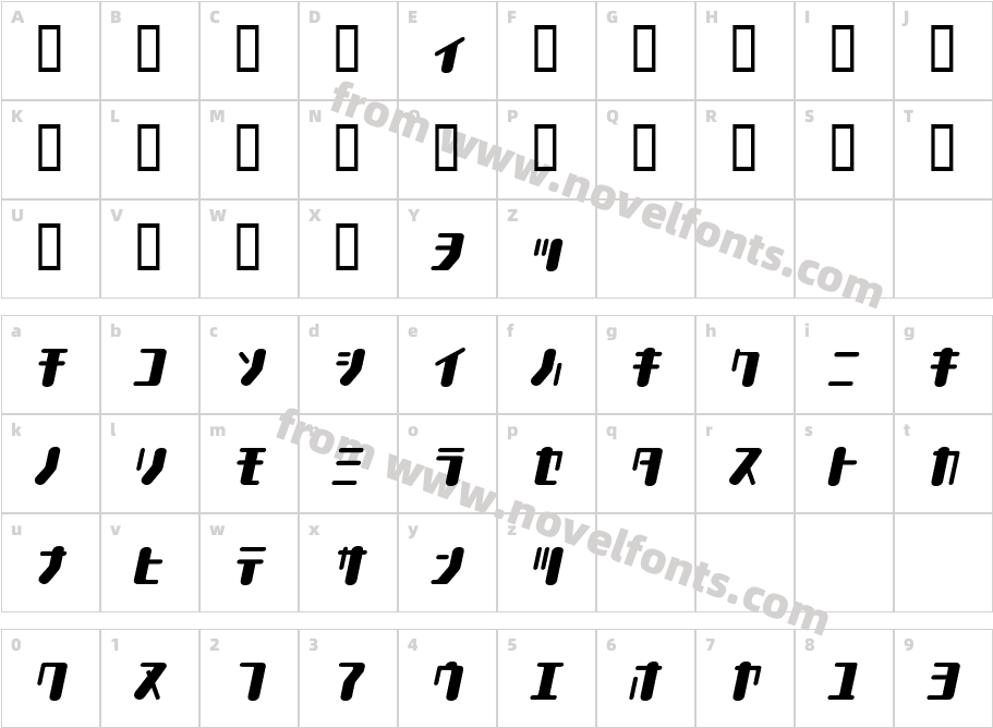 TYPEOUT2097 KAT ItalicCharacter Map