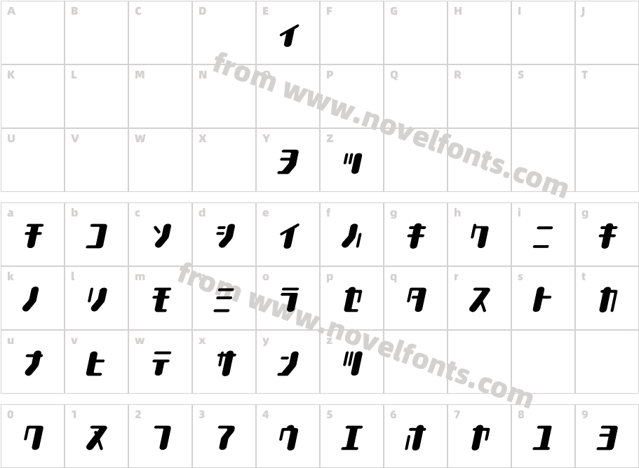 TYPEOUT2097KAT ItalicCharacter Map