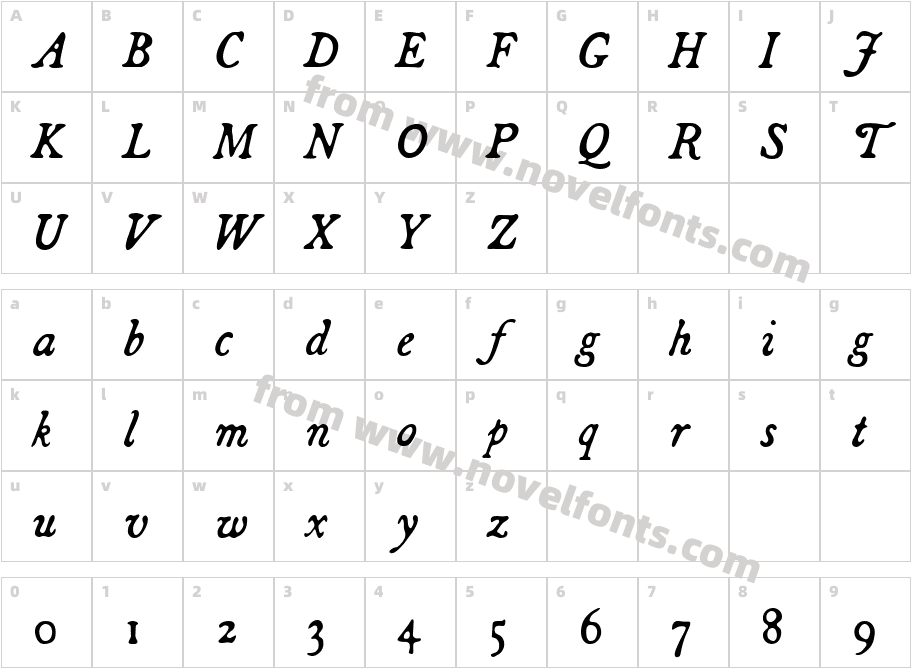 Broadsheet-ItalicCharacter Map