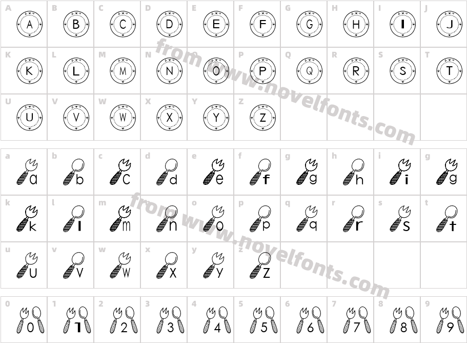 Tableware FontCharacter Map