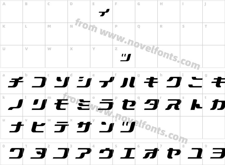 Takuan Bold ItalicCharacter Map