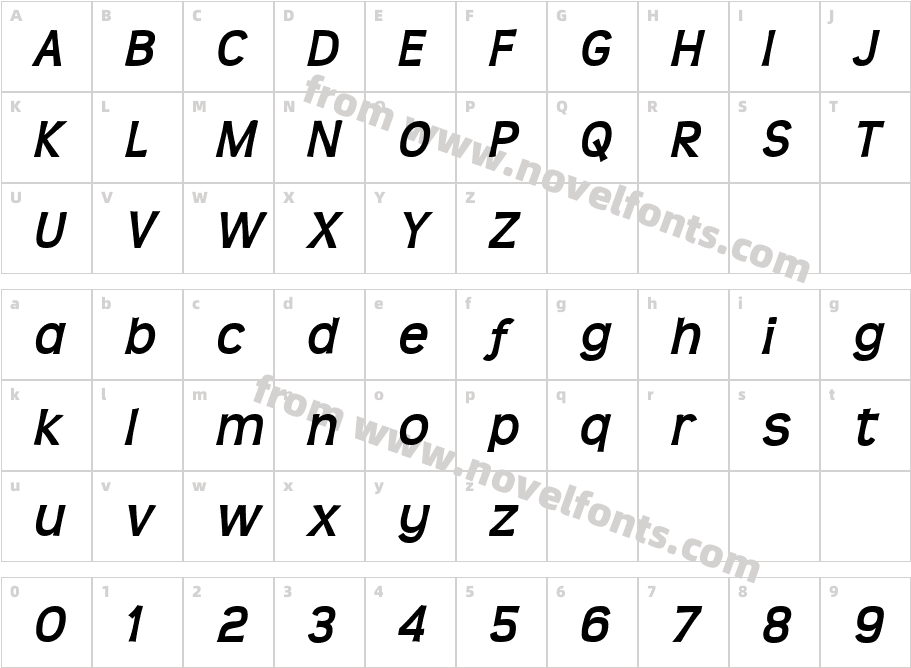 Teen Bold ItalicCharacter Map