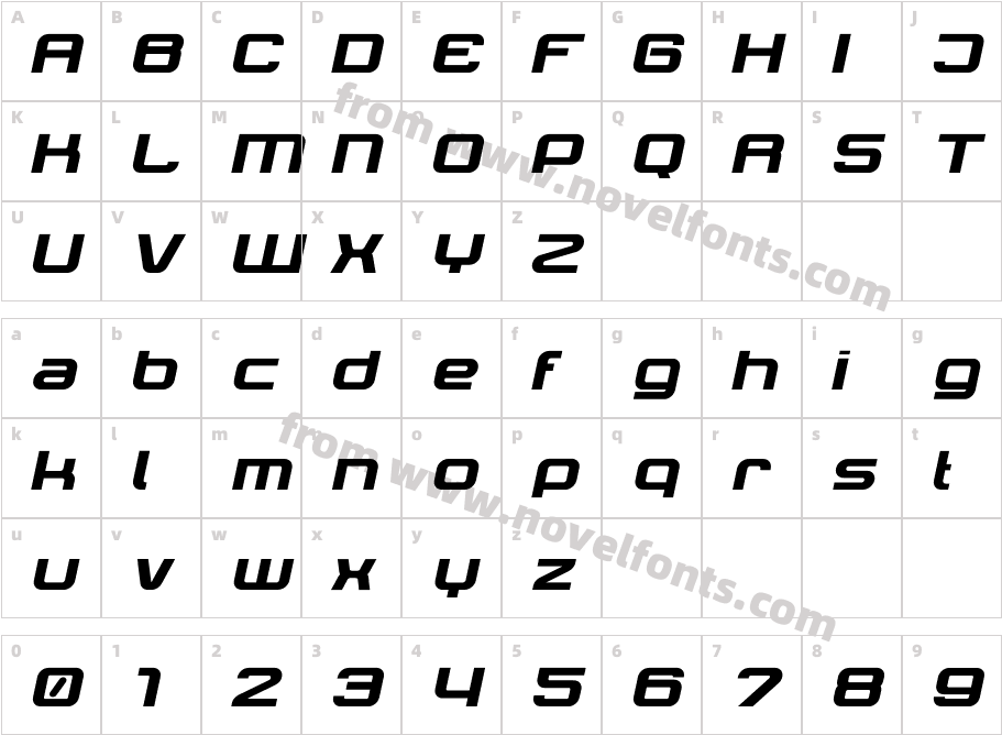 Tektrron Bold ItalicCharacter Map