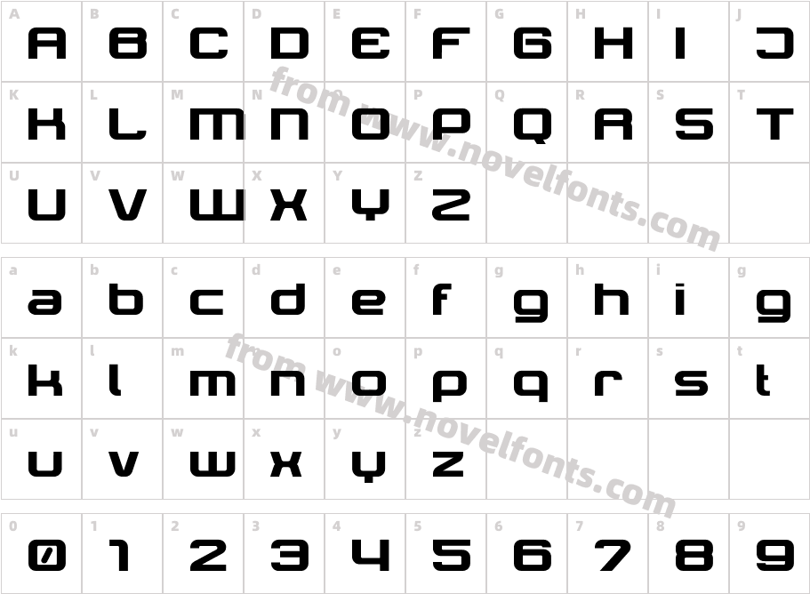 Tektrron BoldCharacter Map