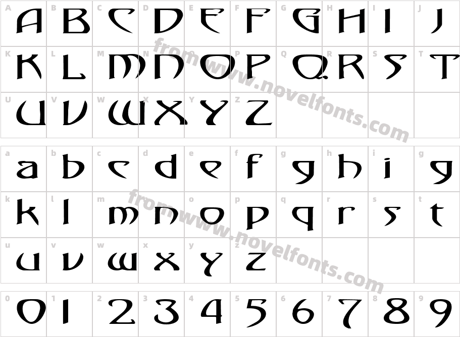 Templar Extended RegularSWFTECharacter Map