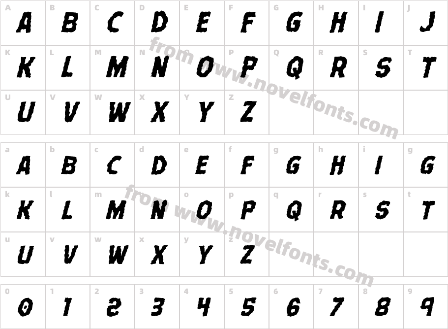 Terror Babble Mangled ItalicCharacter Map