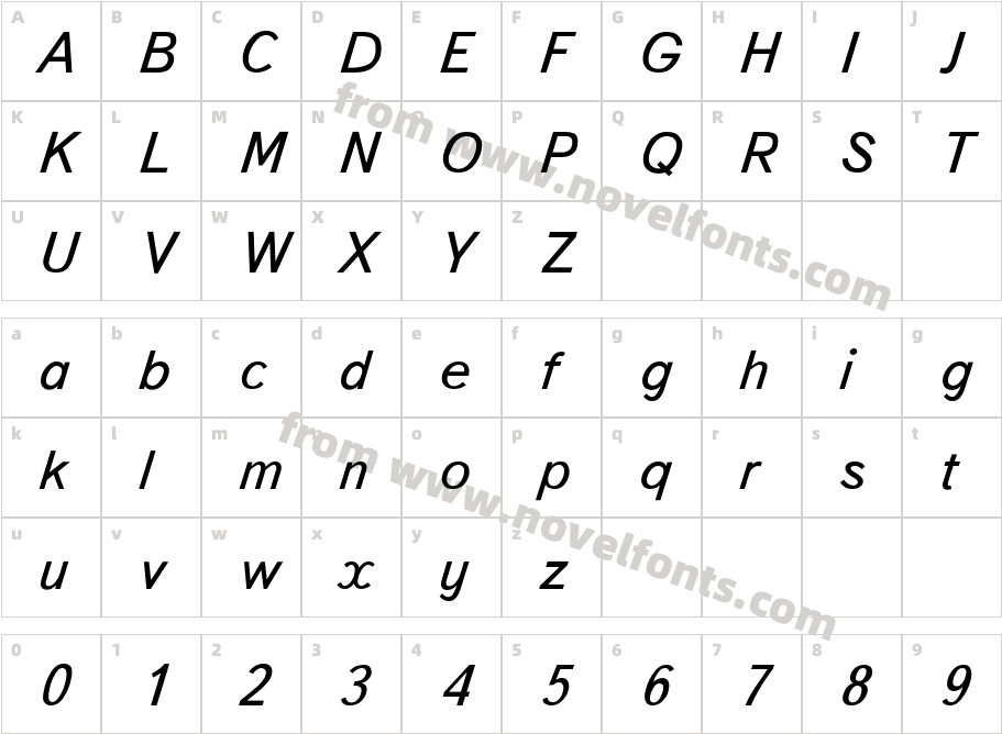 Text Book ItalicCharacter Map