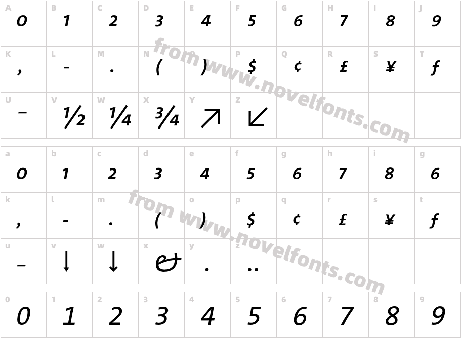 The Sans Expert ItalicCharacter Map