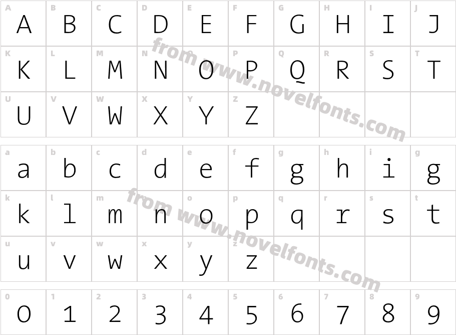 The Sans Mono Extra LightCharacter Map